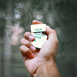 Customizable lighter case with 'YOUR DESIGN HERE' design. Copper casing, personalized gift for men.