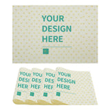 Customizable flax placemat with heart pattern, reads 'YOUR DESIGN HERE', perfect for personalized dining decor