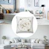 Plush throw pillow cover with gold celestial design. Soft, decorative pillow for sofa or couch, perfect for living room.