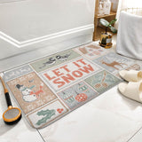 Coral velvet 'LET IT SNOW' bath rug with winter design, non-slip for bathroom and kitchen decor