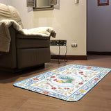 Rooster design door mat, indoor or outdoor use, floral pattern entrance decor