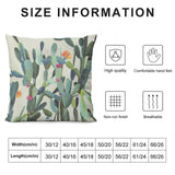 Plush throw pillow cover with cactus art, breathable, high quality, available in multiple sizes