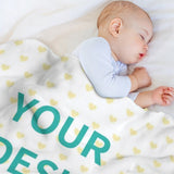 Lamb wool fleece blanket with custom heart design, perfect gift for baby, MyArtsyGift