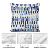 Blue brushstroke pattern plush pillow cover from MyArtsyGift, featuring soft fabric and invisible zipper.