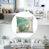 Coquillage plush pillow cover with nautilus design, teal seashell, perfect for sofa and living room decor