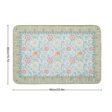 Personalized floral door mat, light blue rug with pink and green flower pattern, 40cm x 60cm, washable, bedroom rug