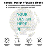 Custom round photo puzzle with design space, wood jigsaw puzzle, featuring 'Your Design Here', poplar wood puzzle pieces.