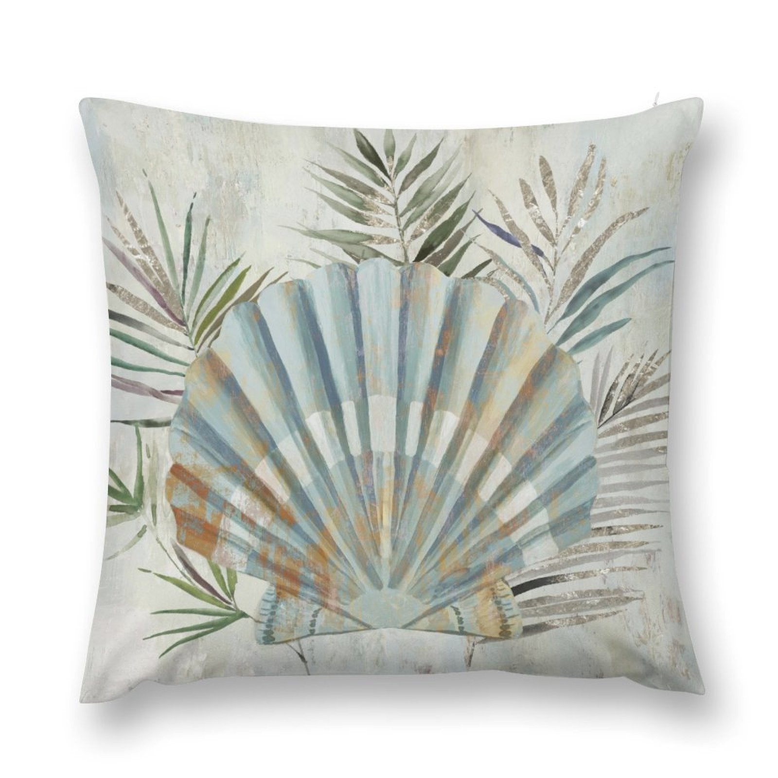 Luxury soft fluffy throw pillow cover featuring a seashell design, perfect for living room and sofa decor