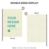 Double-sided linen garden flag with personalized design area for outdoor yard decorations.