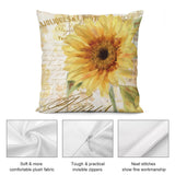 Sunflower plush pillow cover with vintage design, soft fabric, and invisible zipper, perfect for sofa and living room.
