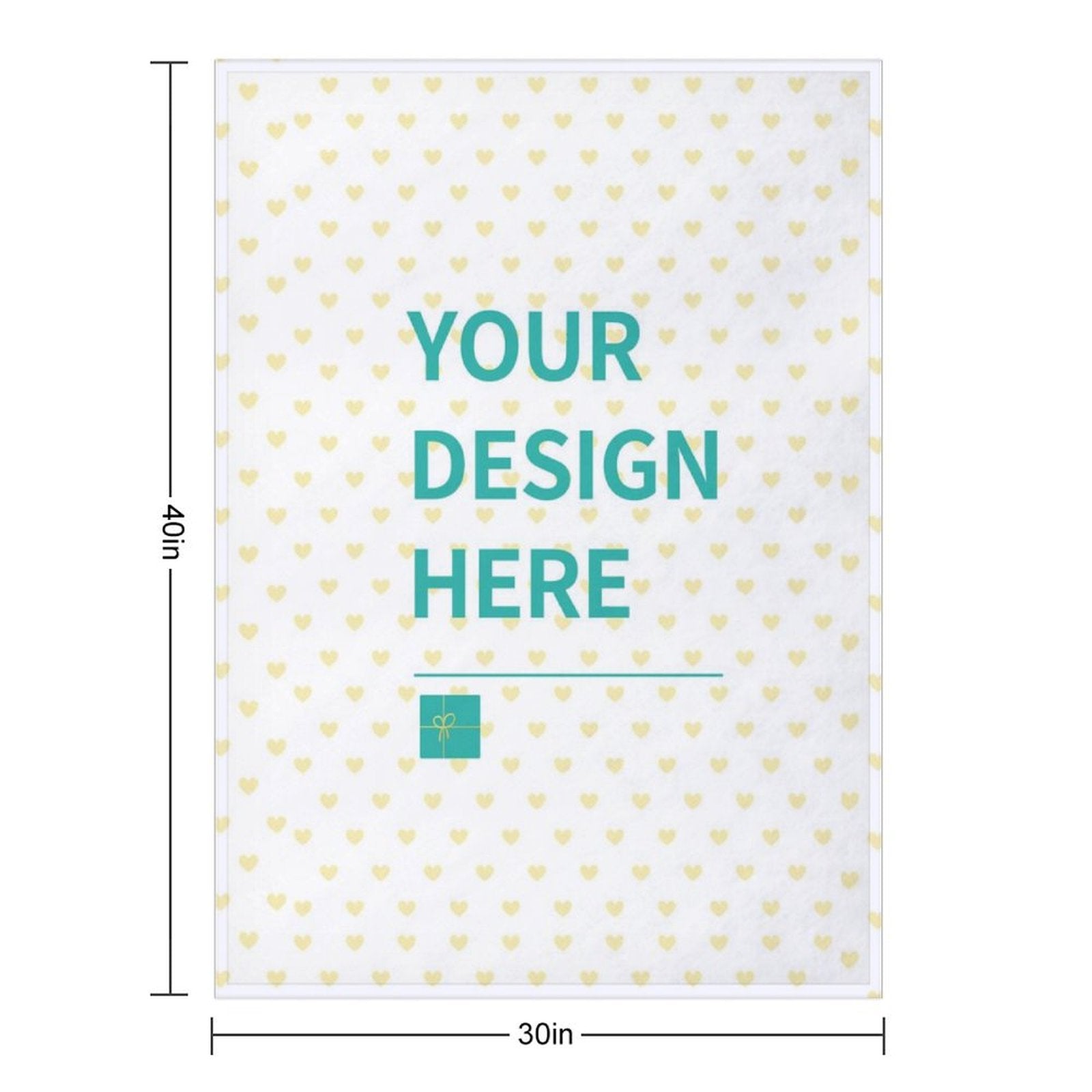 Customizable fleece blanket, soft and warm, with 'YOUR DESIGN HERE' text, perfect for personalized gifts.