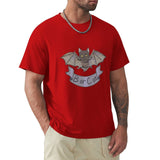 Men's red 'Bor or Cat' bat-cat t-shirt. Crew neck tee for MyArtsyGift, featuring a unique design.