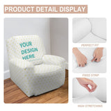 Custom sofa cover with 'YOUR DESIGN HERE' design, heart pattern. High stretch, perfect fit for furniture protection.