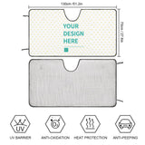Personalized car windshield sunshade, custom design, provides UV and heat protection, keeps car cool.