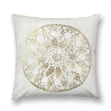 Luxury soft plush throw pillow cover with golden lace design for sofa and couch decoration
