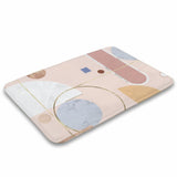 Geometric bath rug with pink, gold, and marble design, Non-slip and absorbent