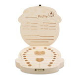 Personalized wooden baby tooth box with profile section, baby keepsake gift for childhood memory