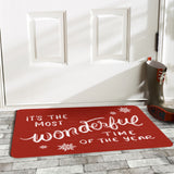 Red "Wonderful Time of the Year" rubber doormat for front door decor