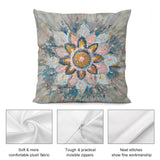 Plush throw pillow cover with abstract floral design, soft fabric, and invisible zipper. DANHUI NAI.