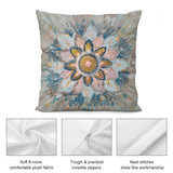 Abstract floral plush pillow cover, soft fabric, and invisible zipper. Ideal for sofa or living room decor. MyArtsyGift