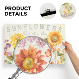 Sunflower Canvas Print wall art, watercolor floral decor, with text 'Sunflowers Pick Your Own', perfect for kitchen decor.