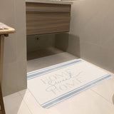 Sweet Home entrance doormat, white and blue striped rubber mat, Home Sweet Home design, indoor or outdoor use