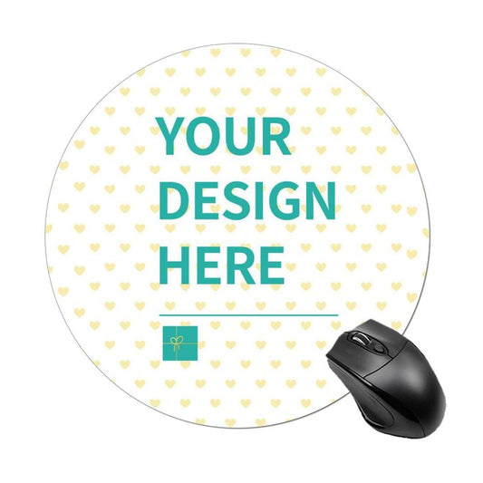 Custom mouse mat with space for your design and a black mouse, perfect for office or gaming use.