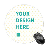 Custom mouse mat with space for your design and a black mouse, perfect for office or gaming use.