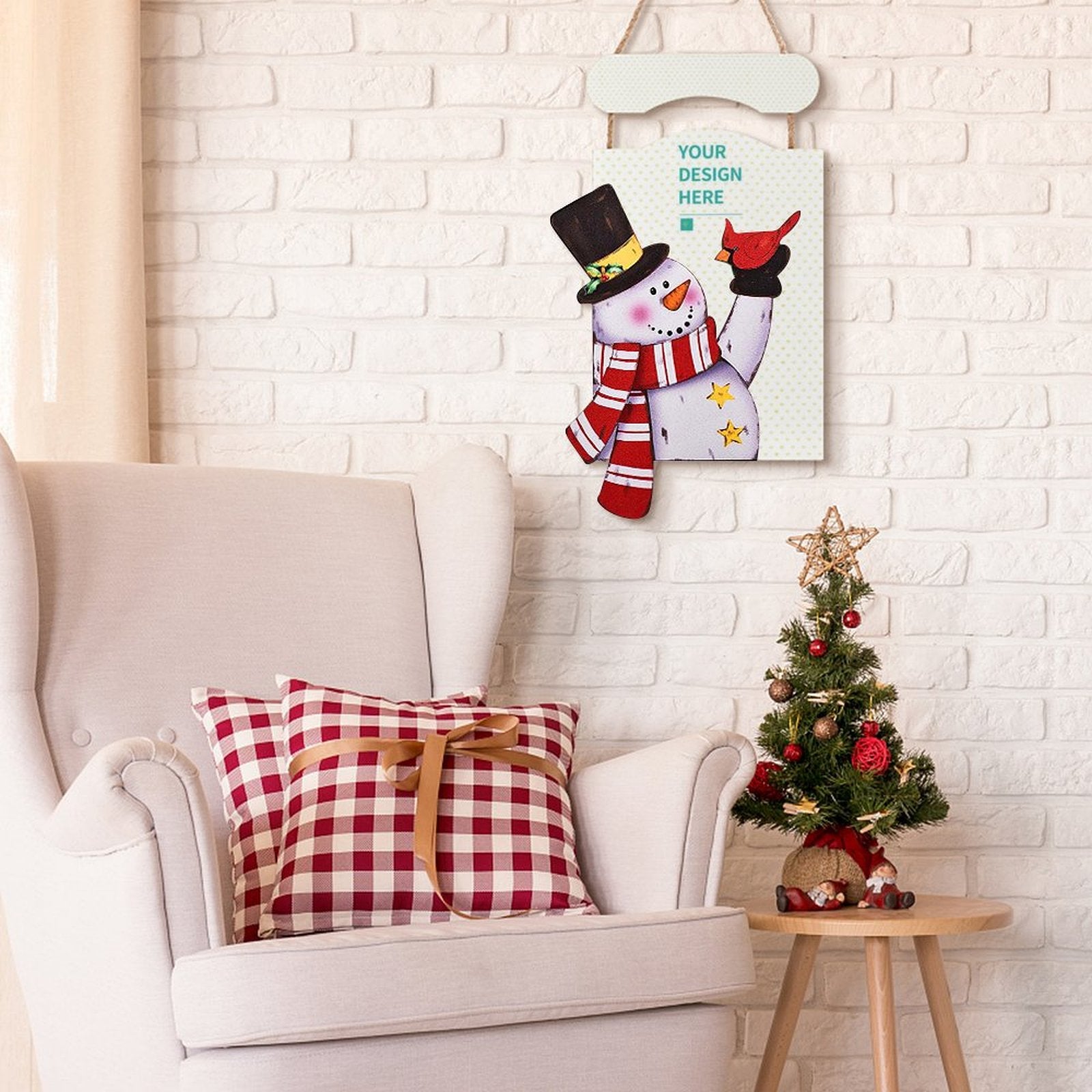 Personalized Christmas snowman wooden hanging sign, your design here, holiday door decor, Xmas party