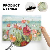 Coastal poppies canvas print, showcasing product details: material and ready to hang, wall art for living room and bedroom.