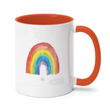 White ceramic Pride mug with rainbow design and orange handle, personalized gift from MyArtsyGift
