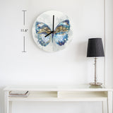 Modern blue butterfly MDF wall clock, 11.6-inch, for home and office decor