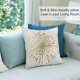 Soft plush pillow cover with gold burst design for living room decor, skin-friendly, by MyArtsyGift
