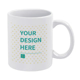 Personalized white ceramic mug with custom design option, perfect for gifts.