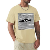 Men's light brown crew neck t-shirt with eye graphic. Unique tee design by MyArtsyGift