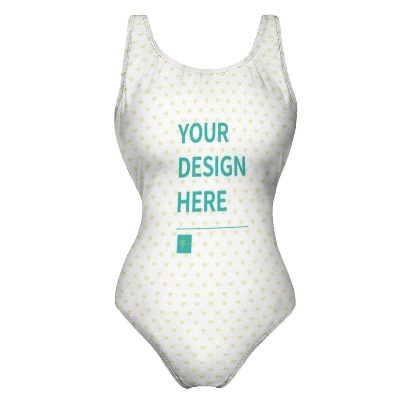 Custom One Piece Swimsuit for Women - Personalized design, heart pattern, MyArtsyGift