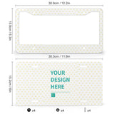 Custom license plate with heart pattern, 'Your Design Here' text, perfect gift, aluminum frame included.