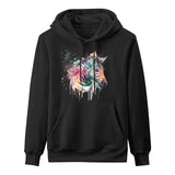 Black Gildan men's hooded sweatshirt with watercolor zebra head, Ben Heine Astro Cruise art, men's apparel