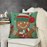 Christmas gingerbread man pillow cover on linen, holiday decor, sofa, couch, or bed