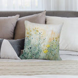 Watercolor wildflower plush pillow cover, soft short plush material for living room sofa decor
