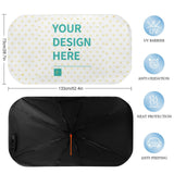 Customizable car sunshade for front windshield, with UV protection, personalized design area