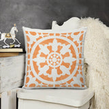 Luxury plush throw pillow cover with orange floral pattern, soft and decorative for sofa and living room.