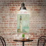 Metal tin sign with lighthouse and compass design, perfect for home decor, WEST coastal theme, durable tinplate.