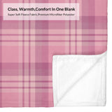 Pink buffalo plaid flannel blanket with text, super soft fleece fabric, perfect for cozy comfort.