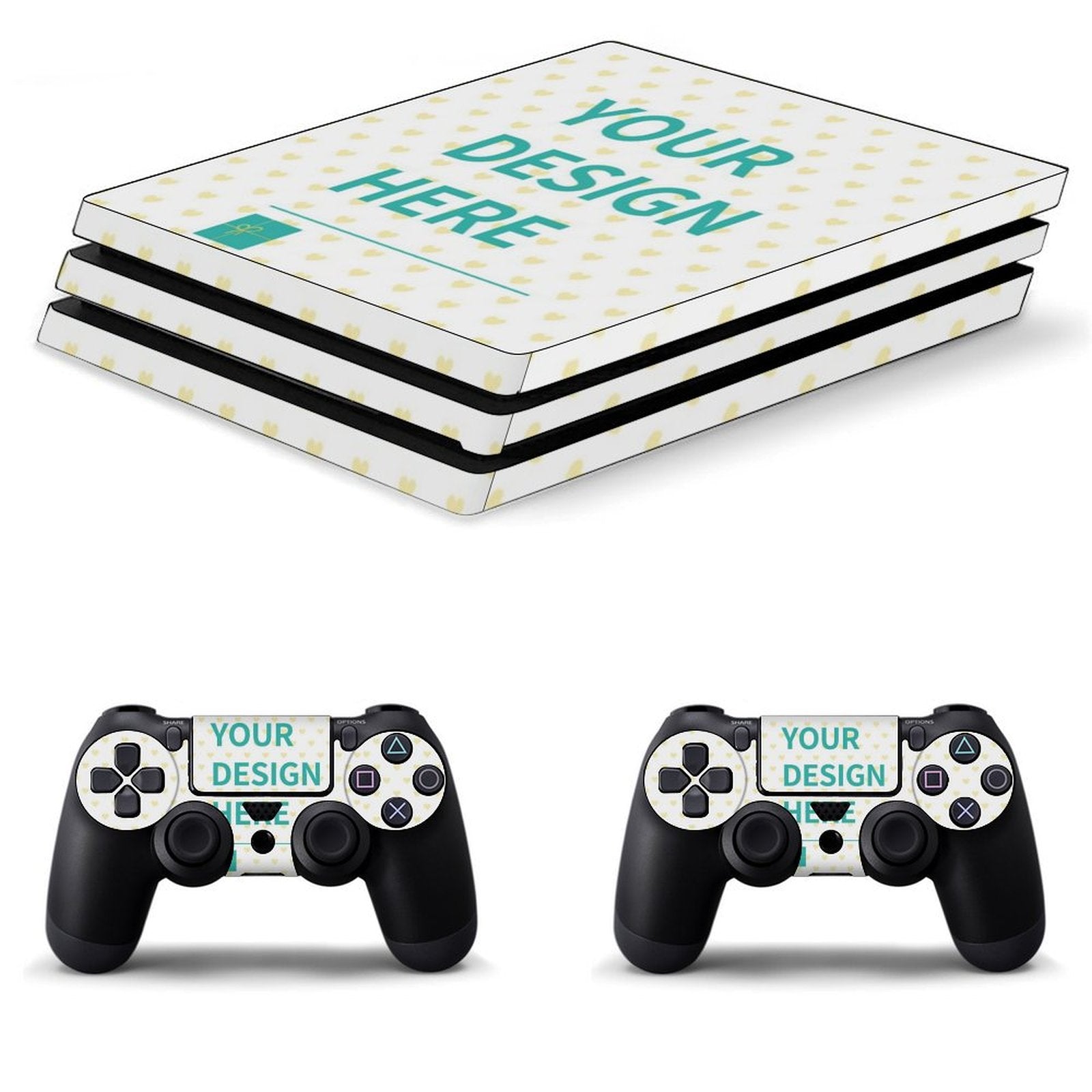 Custom PS4 Skin with 'YOUR DESIGN HERE' Design - PVC Adhesive Stickers for Console & Controller - MyArtsyGift