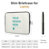 Custom laptop bag featuring "YOUR DESIGN HERE", protective Neoprene sleeve, available in multiple sizes