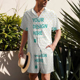 Customizable men's shirt set with 'YOUR DESIGN HERE' on white fabric, perfect for personalized gifts from MyArtsyGift.com