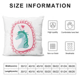 Square plush pillow case with watercolor unicorn design; home decor, breathable, and comfortable hand feel