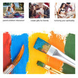 Paintbrushes with colorful paint strokes, perfect for DIY paint by numbers kits, promotes family interaction and gift-giving.