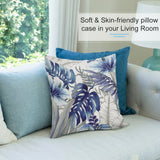 MyArtsyGift soft plush pillow cover with blue floral tropical design, perfect for living room decor.